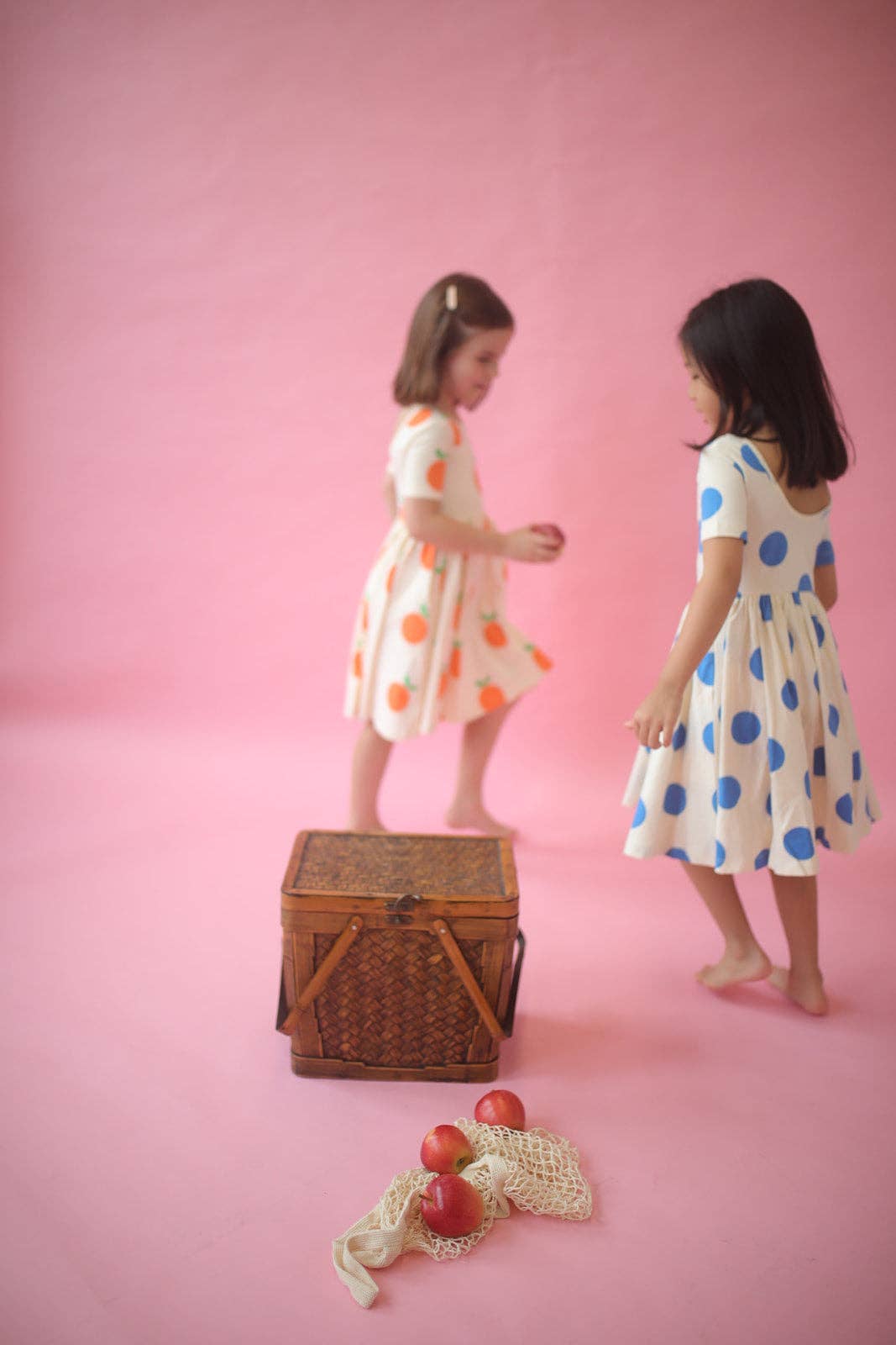Short Sleeve Twirl Dress - Blue Dots