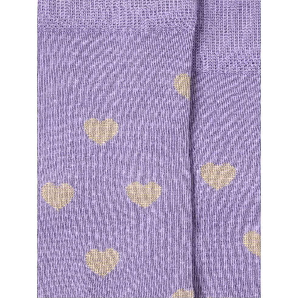 Heart Pattern Socks - Purple/Yellow