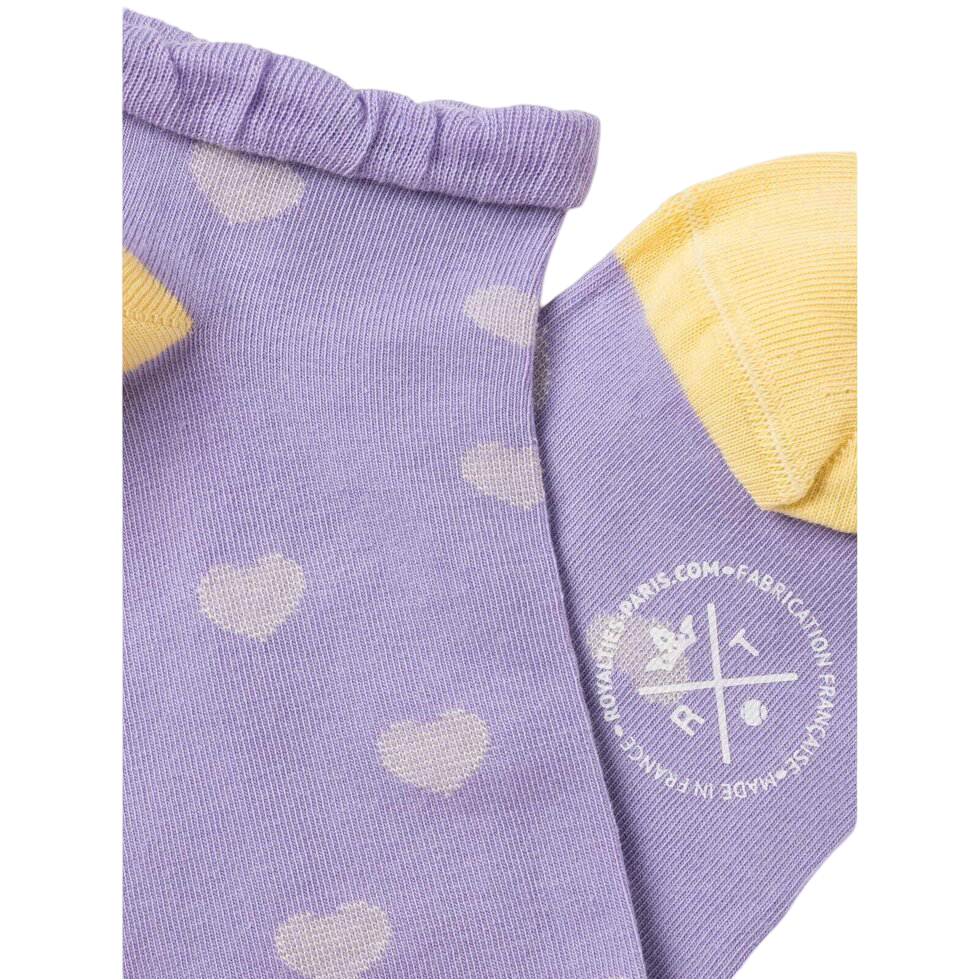 Heart Pattern Ankle Socks with Ruffle Top