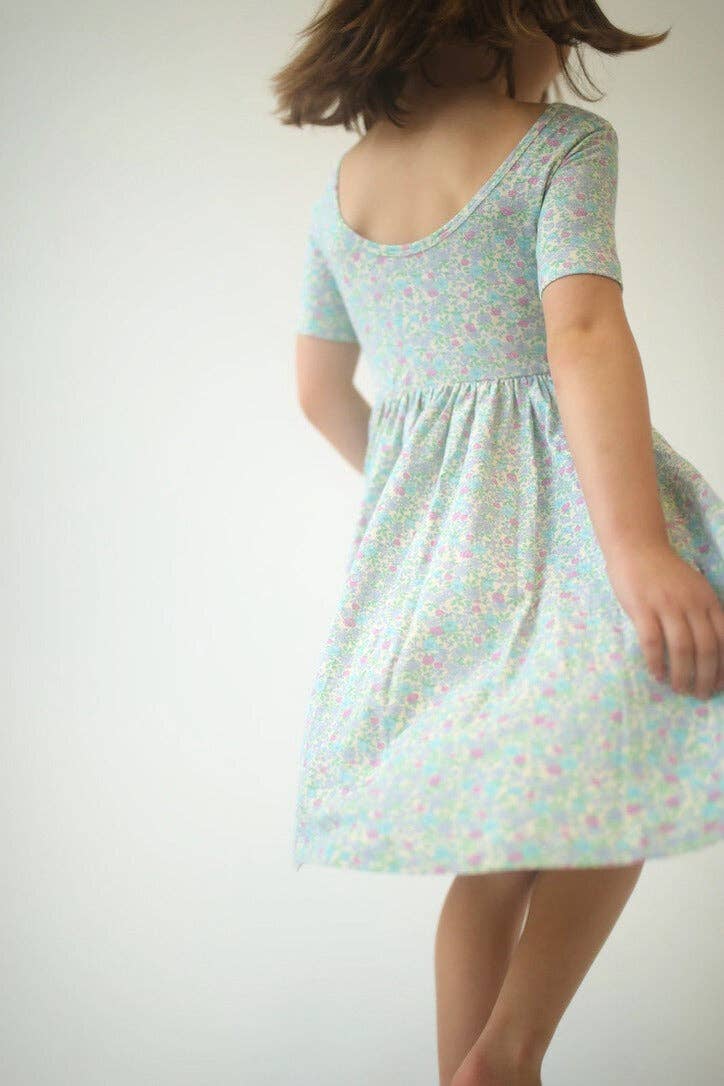 Short Sleeve Twirl Dress - Bella Blue Floral