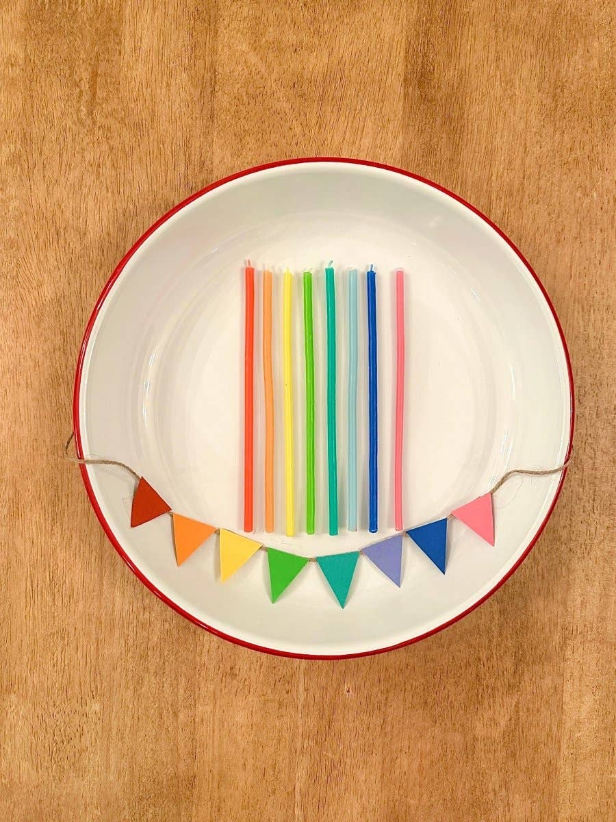 Rainbow Beeswax Birthday Candle Set