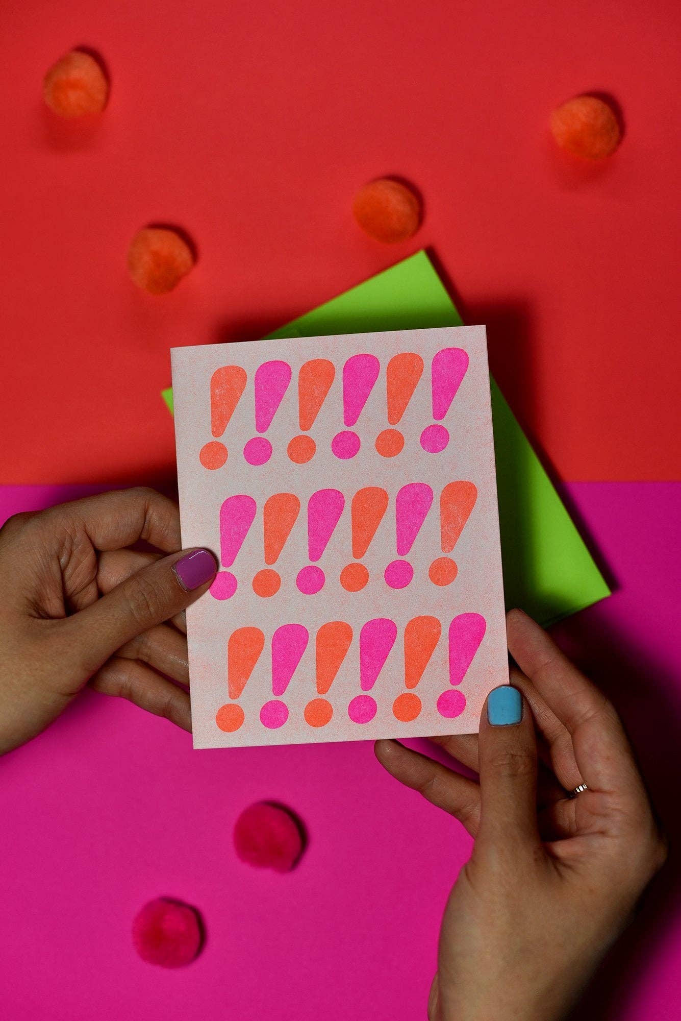 Neon Exclamations Card Risograph Card