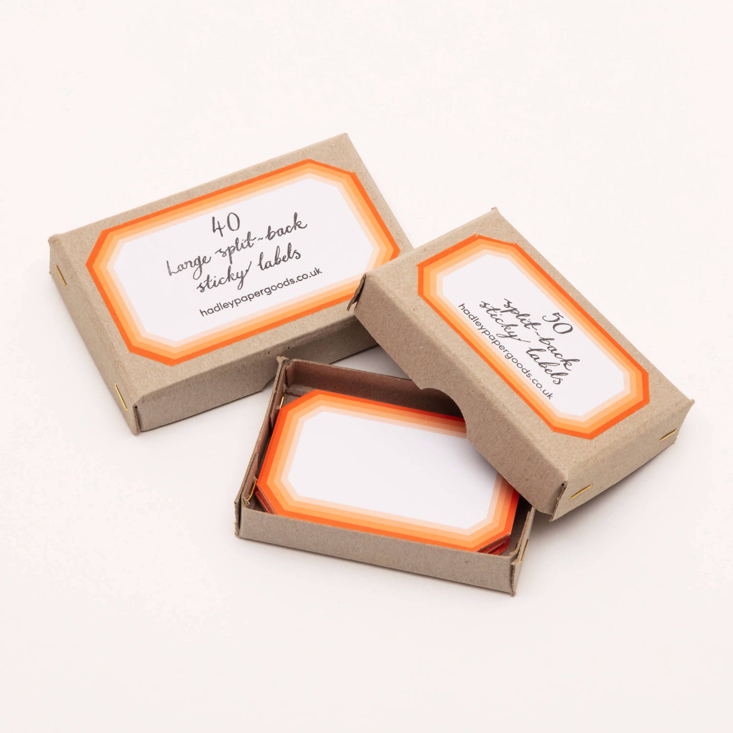 Small Gift Label Stickers - Geometric Orange, Box of 50