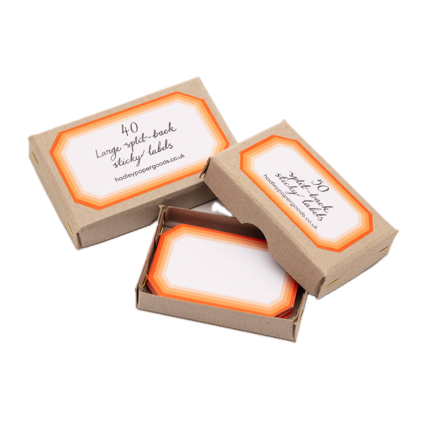 Small Gift Label Stickers - Geometric Orange, Box of 50