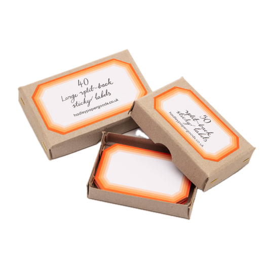 Small Gift Label Stickers - Geometric Orange, Box of 50