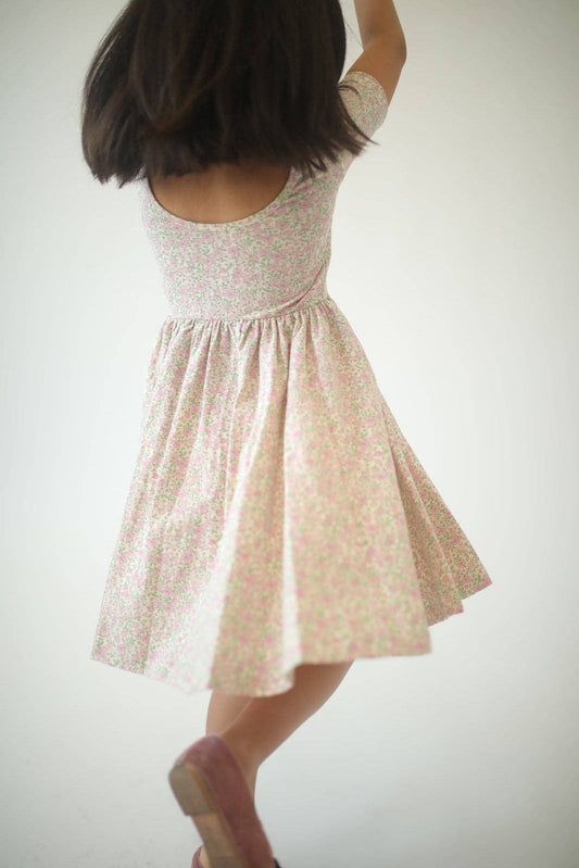 Short Sleeve Twirl Dress - Bella Pink Floral
