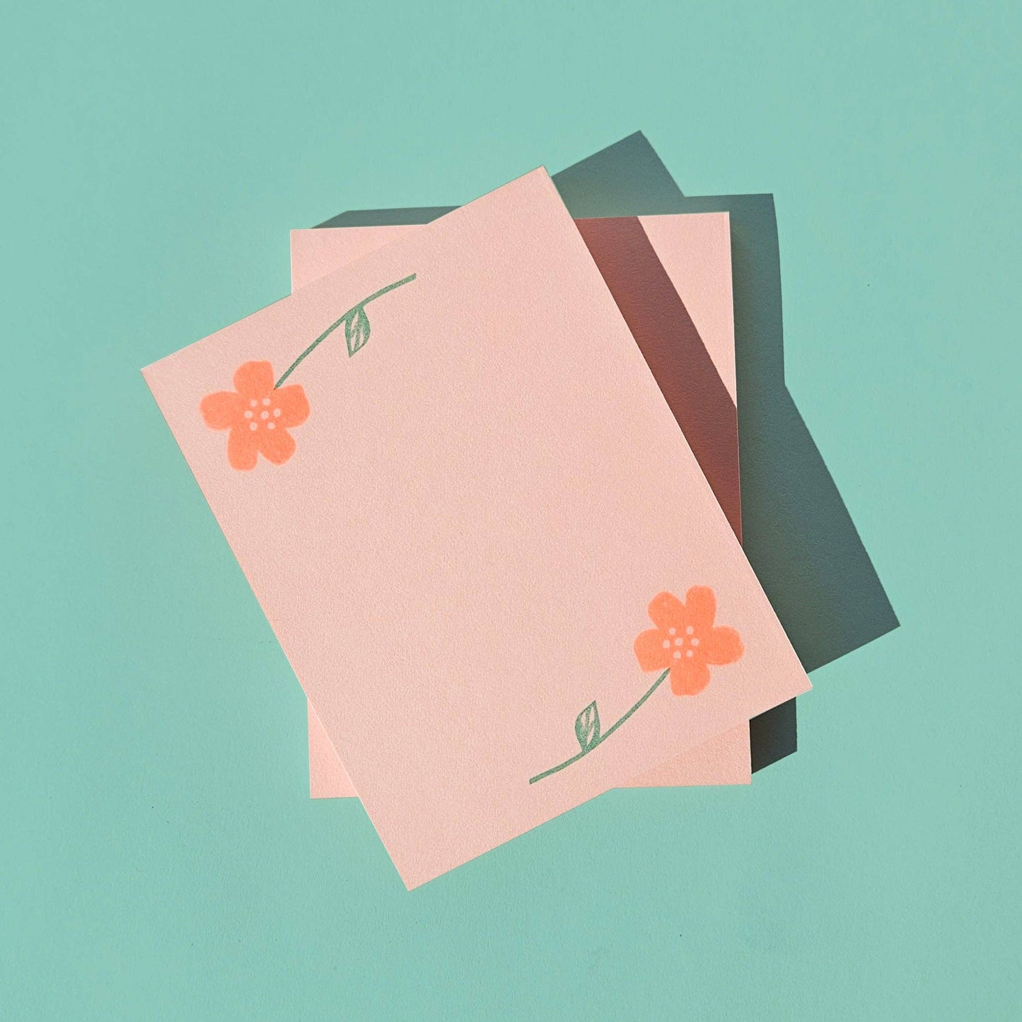 Flower Pair Pink Risograph Notepad