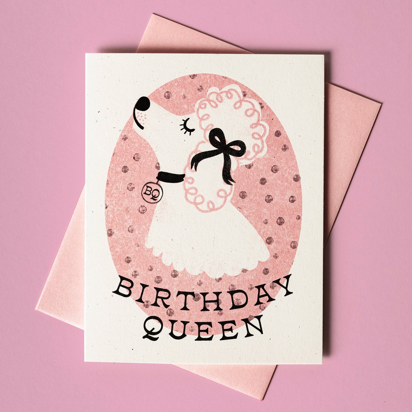Birthday Queen Dog Risograph Card