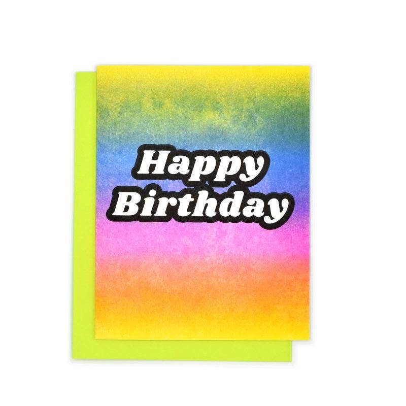 "Happy Birthday" Rainbow Gradient Risograph Card
