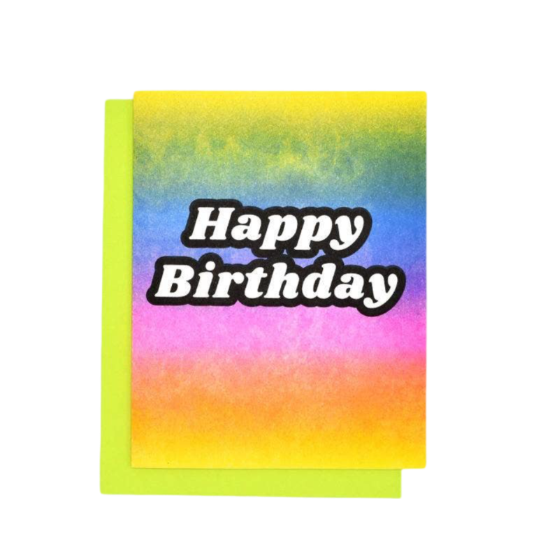 "Happy Birthday" Rainbow Gradient Risograph Card