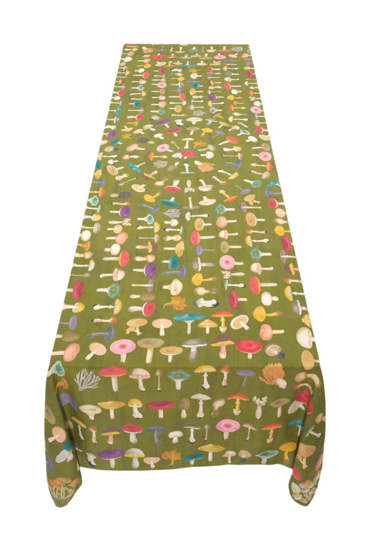 S&B x John Derian Green 'Fungi' Linen Tablecloth
