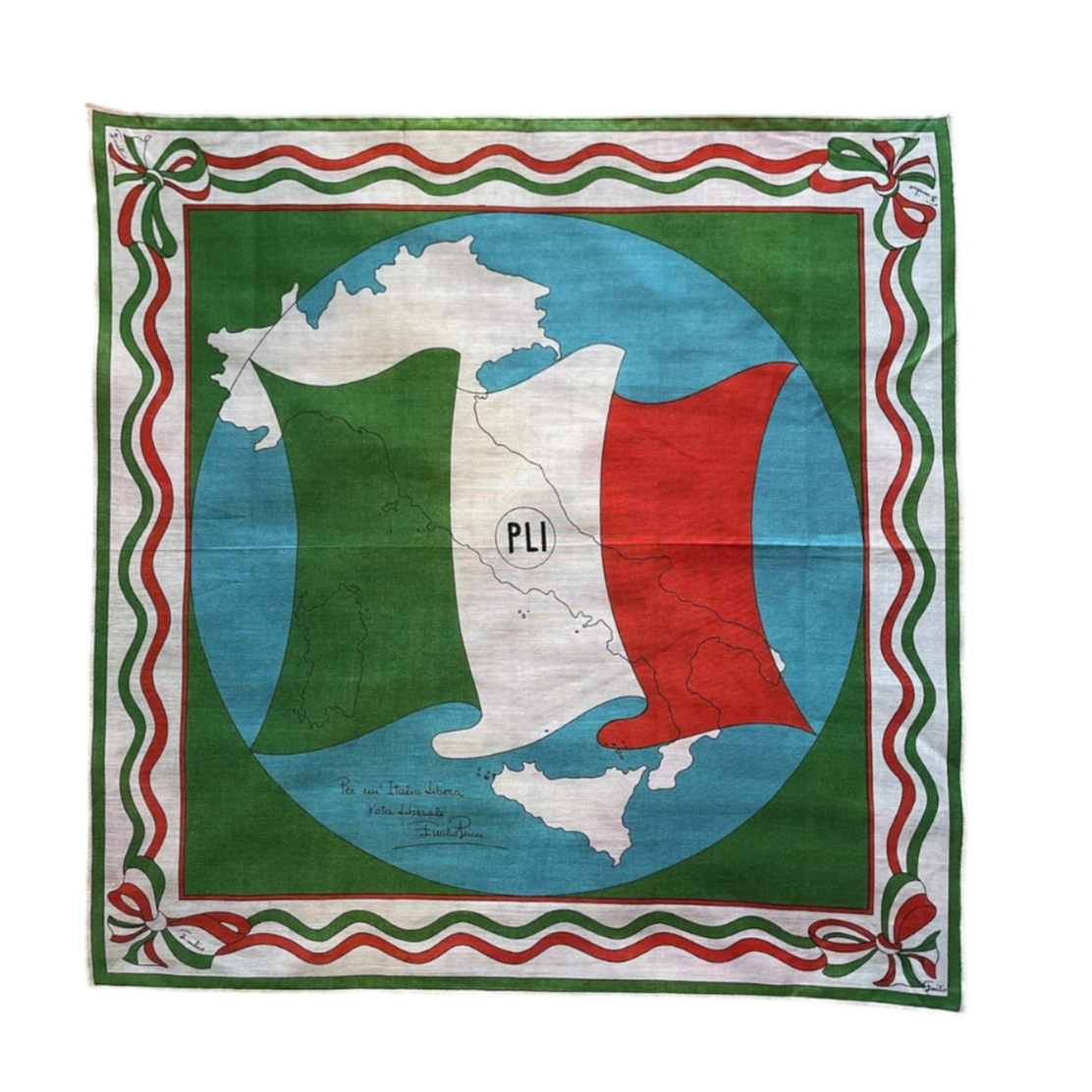 Framed Mid Century Handkerchief - "Emilio Pucci - Italy Political Scarf"