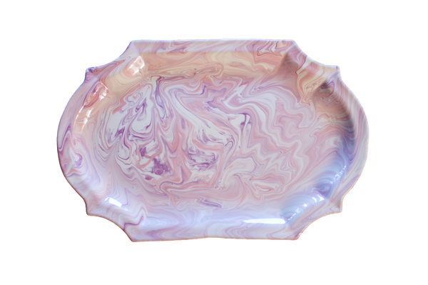Marbled Ceramic Large Barqoue Platter - Nymphe (Lilac)