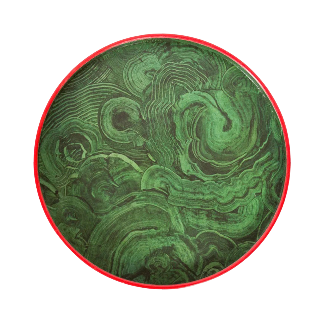 Malachite Tray with Atomic Red Border