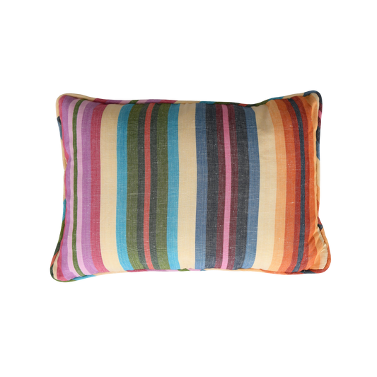Mini Rainbow Stripe Bolster with Piping