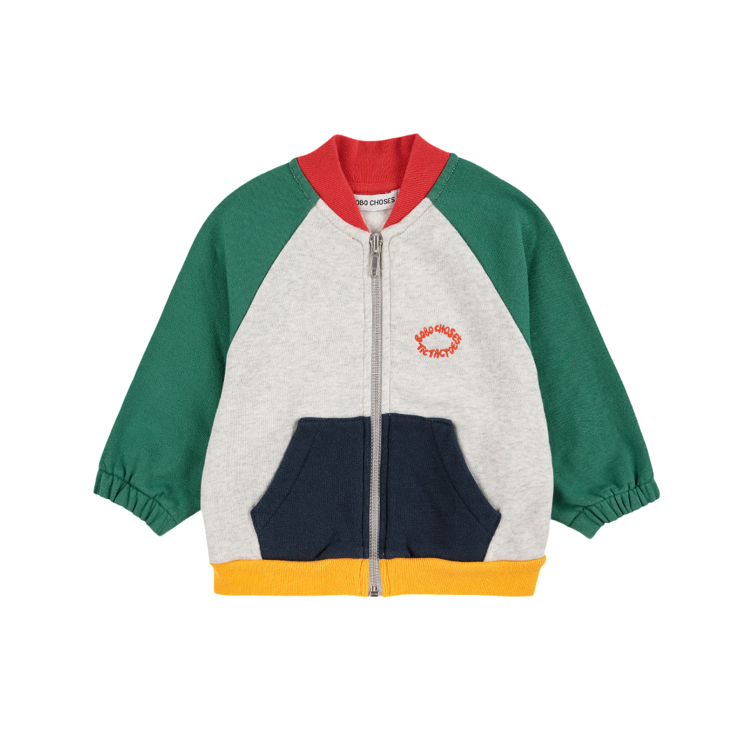 Tic Tac Toe Color Block Zipped Sweatshirt