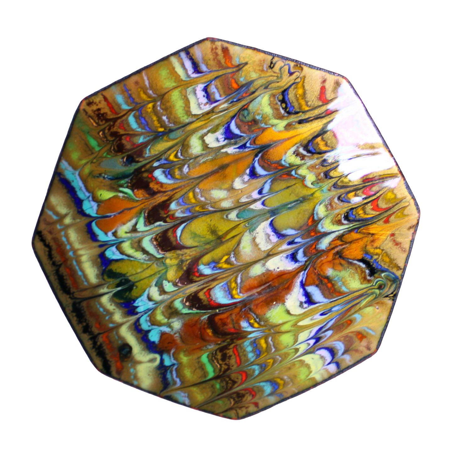 Rainbow Marble Enamel Octagon Plate
