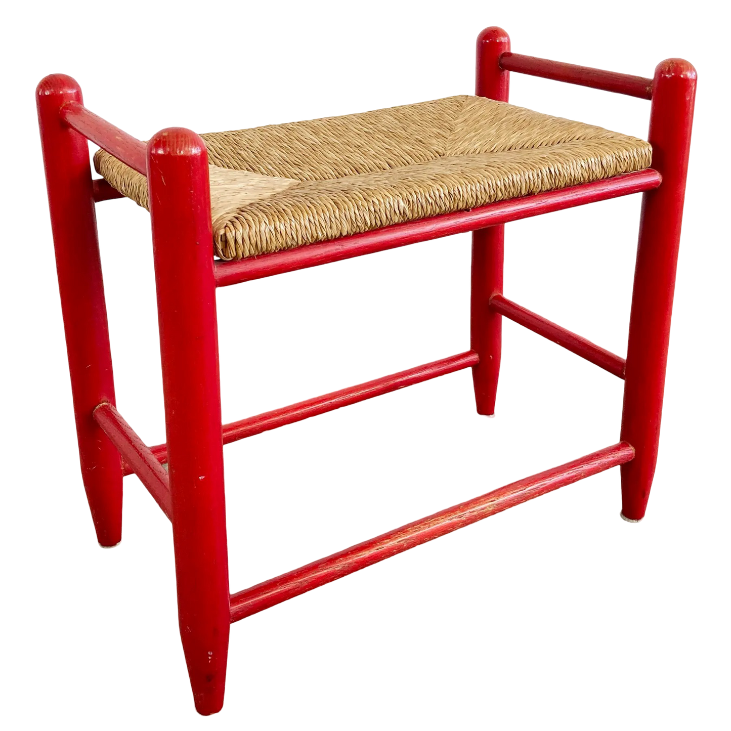 Mid Century Red Rush Seat Stools