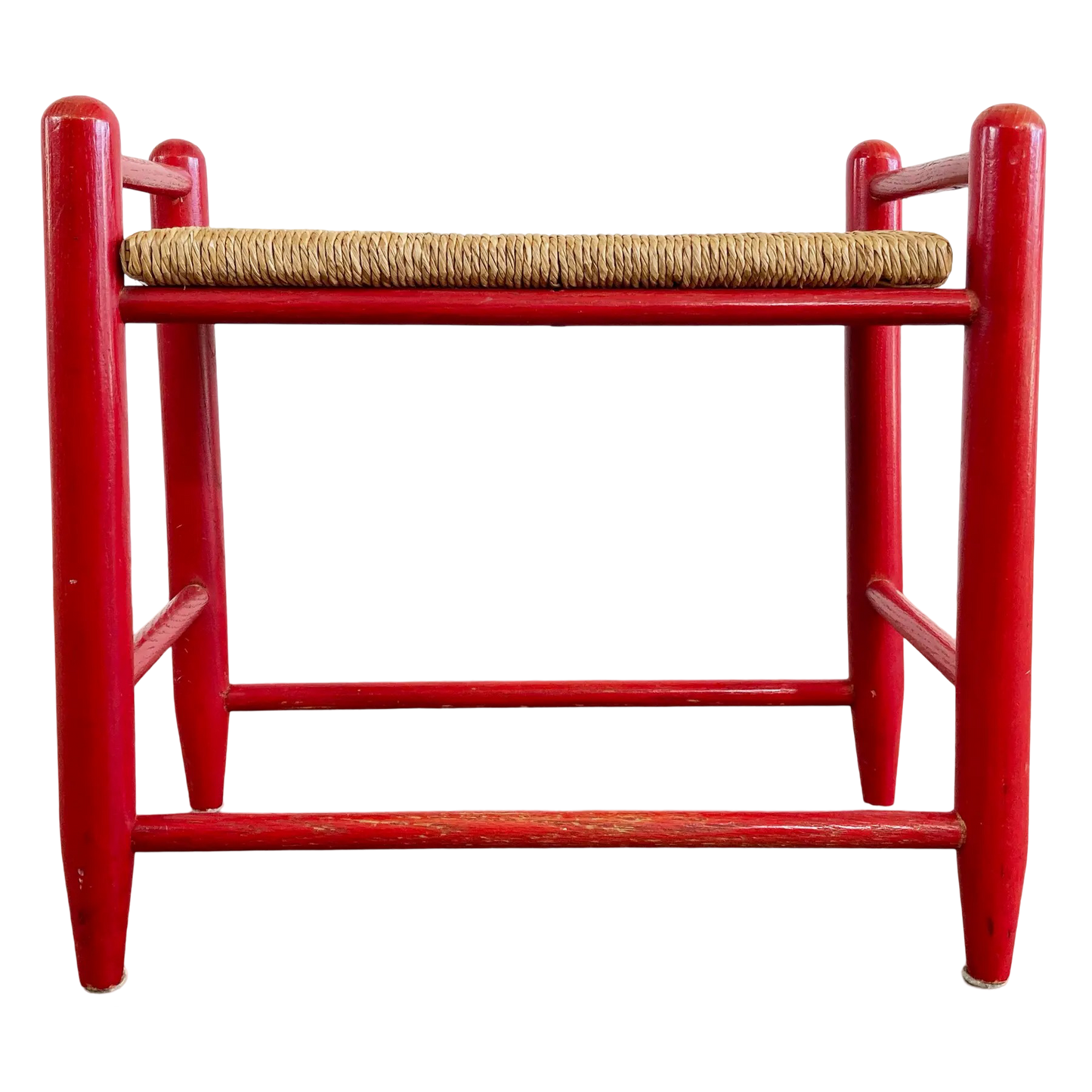 Mid Century Red Rush Seat Stools