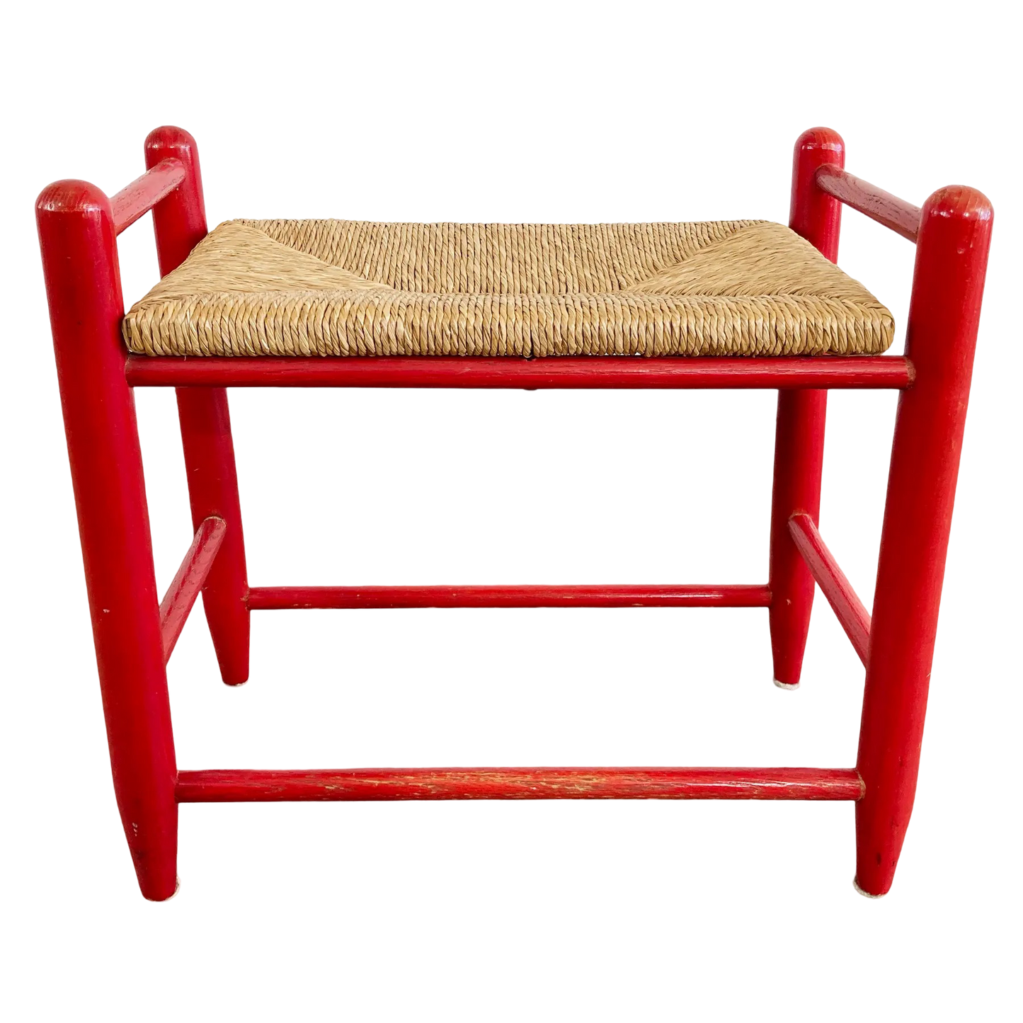 Mid Century Red Rush Seat Stools