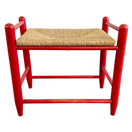Mid Century Red Rush Seat Stools