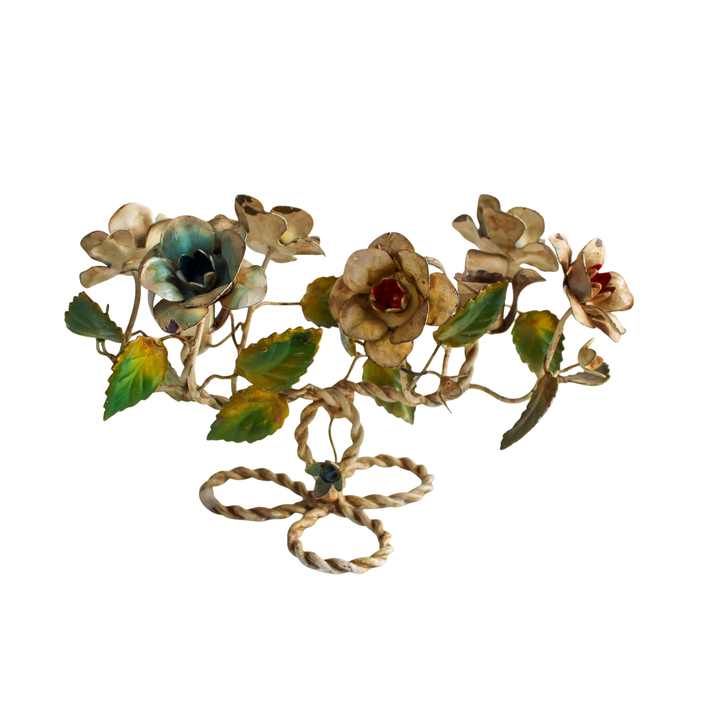 Vintage Italian Tole Floral Candleholder