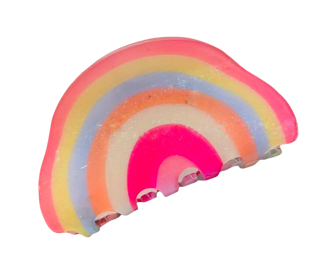 Bright Rainbow Glitter Hair Clip