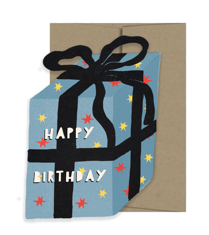 Blue Gift Birthday Collection Die Cut Card