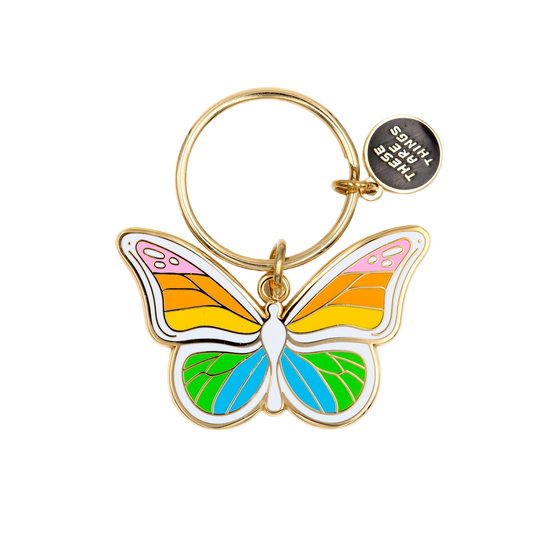 Rainbow Butterfly Enamel Keychain