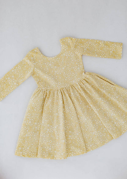 Three-Quarter Sleeve Twirl Dress - Buttercup
