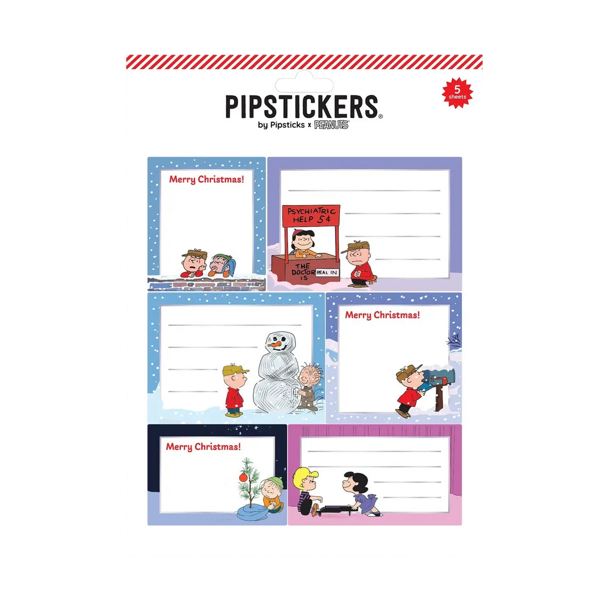 Peanuts Christmas Label Stickers - Set of 30