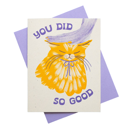 You Did So Good Cat Risograph Card