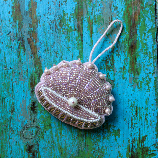 Beaded Clam Shell Ornament