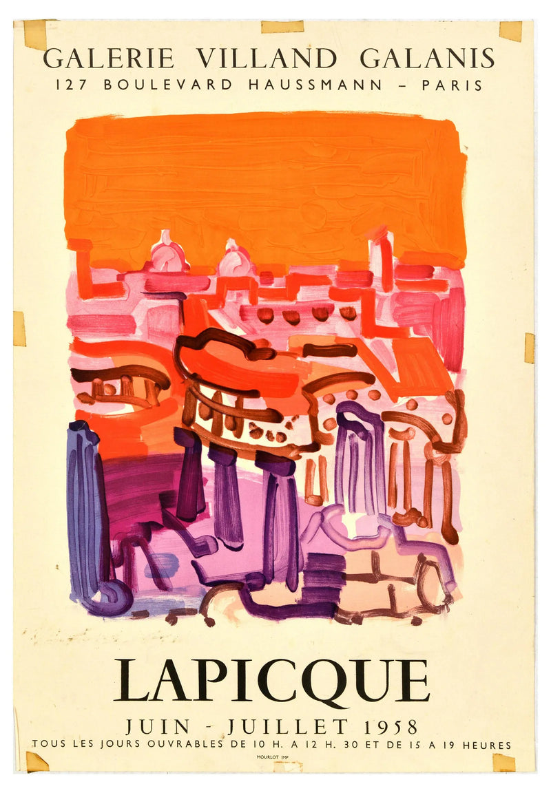 Framed Lapicque Exhibition Poster, Galerie Villand Galanis 1958