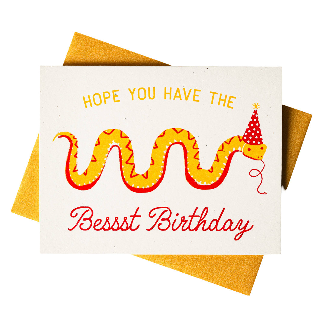 Bessst Birthday Snake Risograph Card