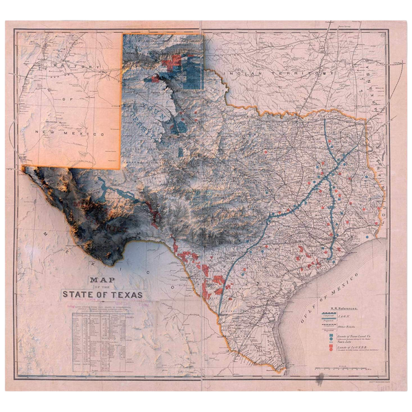 1887 State of Texas Map Print