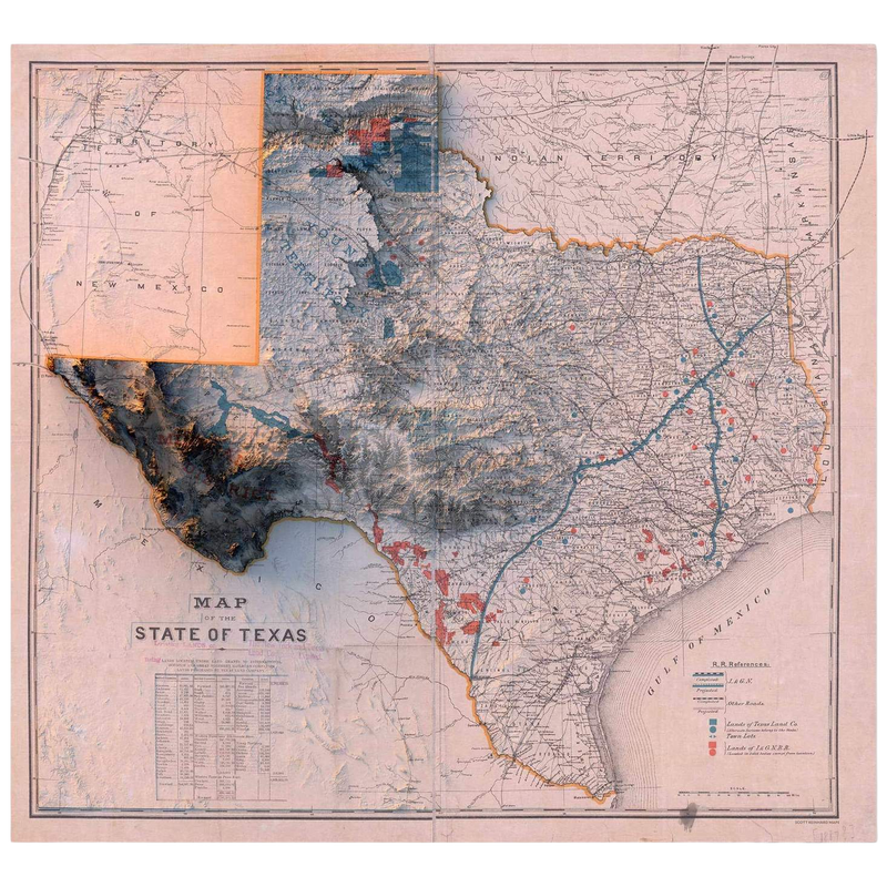 1887 State of Texas Map Print