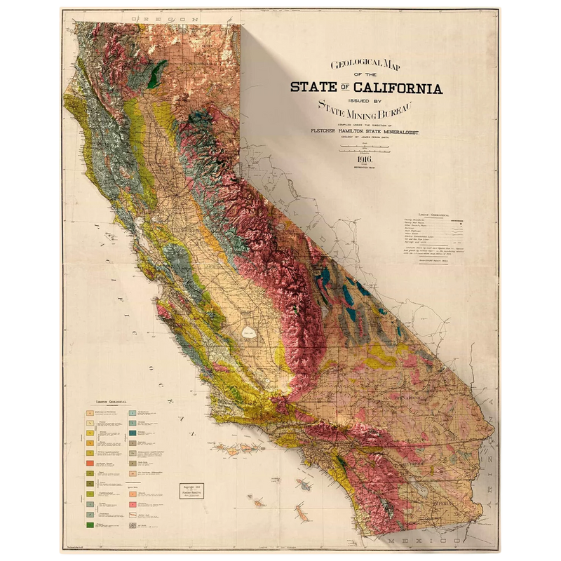 1916 State of California Geological Map Print