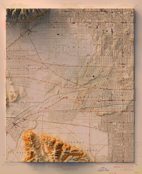 1926 Hollywood, California Geological Map Print