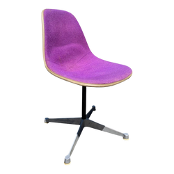 1960s Eames Swivel Desk Chair in Purple Fabric