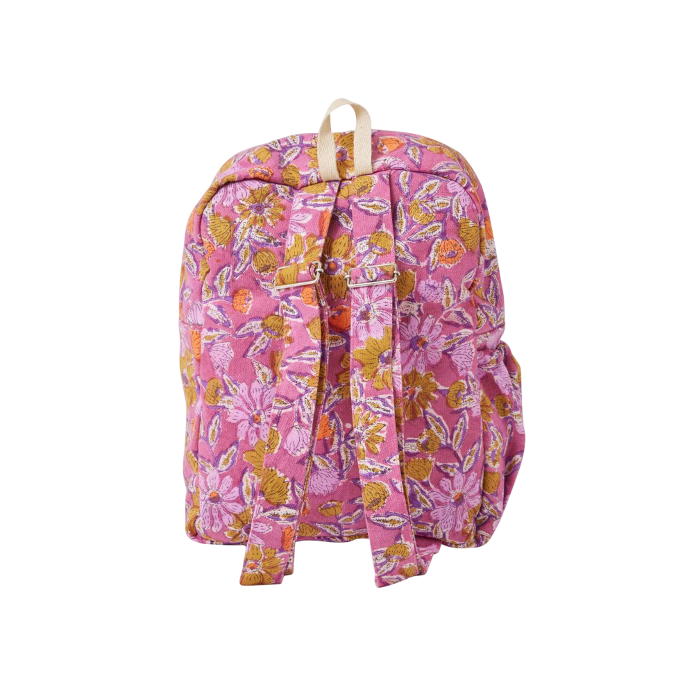 Block Print Backpack - Meera Orchid