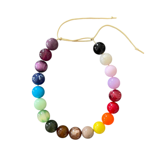 Chunky Gumball Beaded Necklace - Rainbow