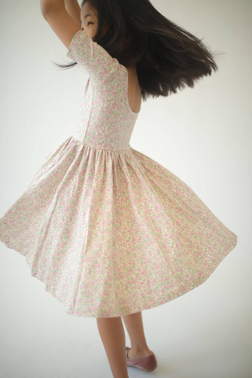 Short Sleeve Twirl Dress - Bella Pink Floral