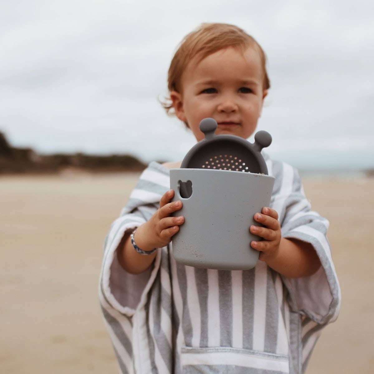 Striped Towel Poncho - Blue Cloud
