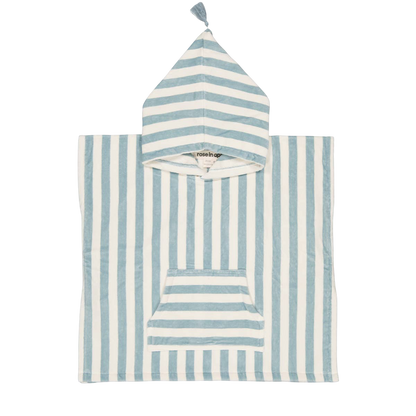 Striped Towel Poncho - Blue Cloud