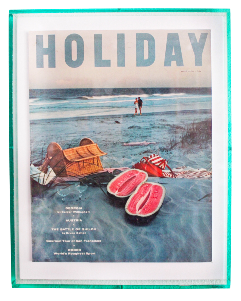 Framed Holiday Magazine Cover - June 1956 "Georgia (Beach Picnic with Watermelon)"