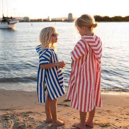 Striped Towel Poncho - Strawberry