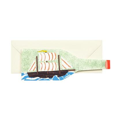 Ship in a Bottle Nautical Card