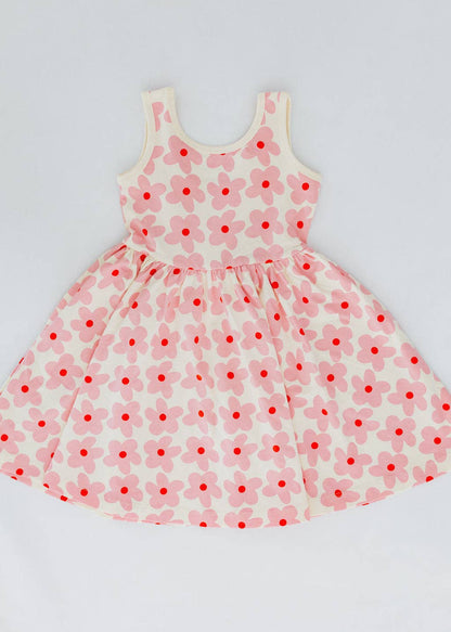 Sleeveless Twirl Dress - Pink Daisies