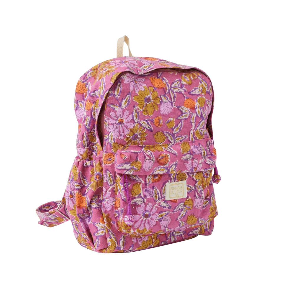 Block Print Backpack - Meera Orchid